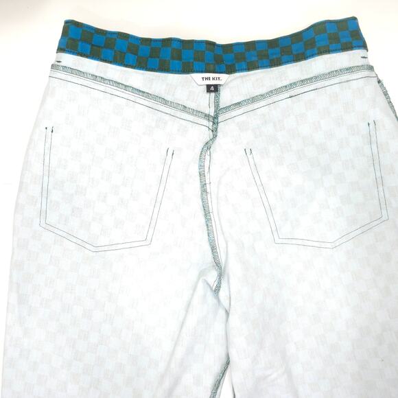 THE KIT Alexa Jean Cropped Checkered Pants Blue & Green Sz 4 Project Runway - Picture 8 of 12